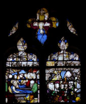Mise au tombeau - Les donateurs présentés par saints Aignan et Jacques le Majeur - Couronnement de la Vierge